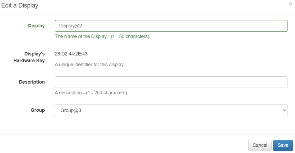 Edit Display Form